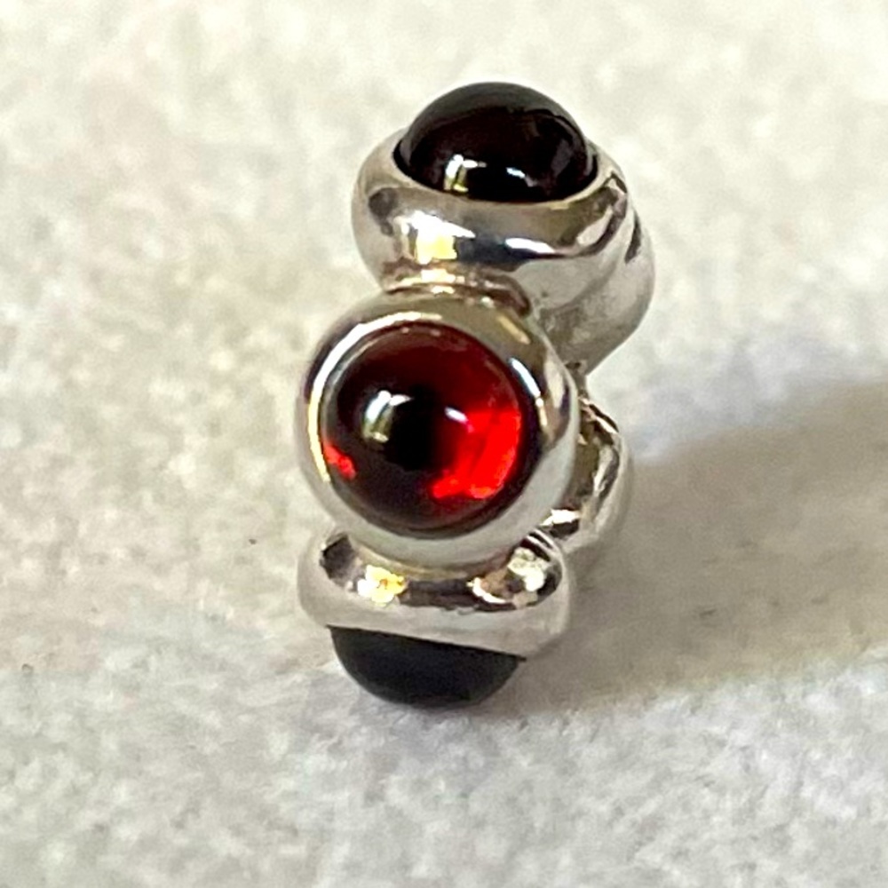 PANDORA Garnet Cabochon Sterling Silver Spacer Charm